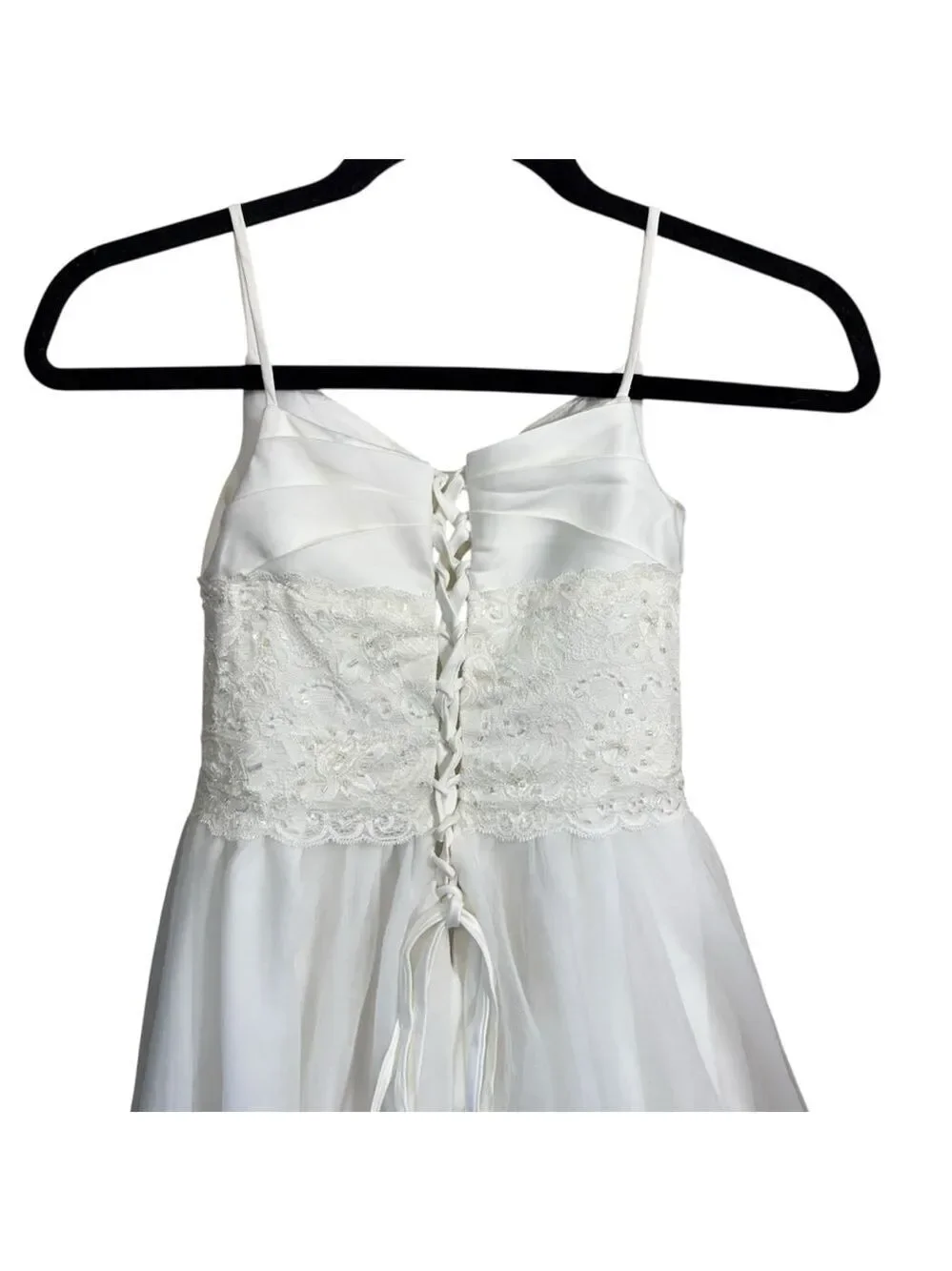Mary's Bridals Flower Girl Dress White Lace Up Back Size 6